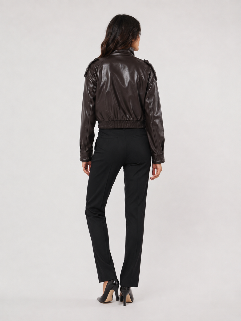 Court Veste Cuir Noir Femme