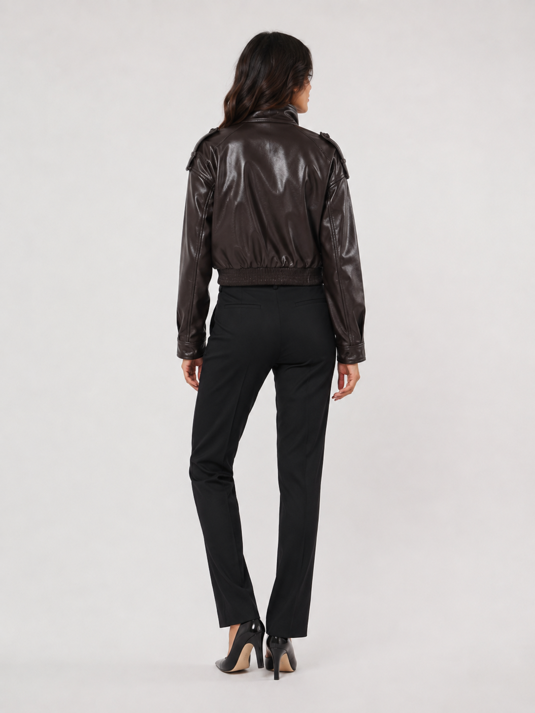 Court Veste Cuir Noir Femme