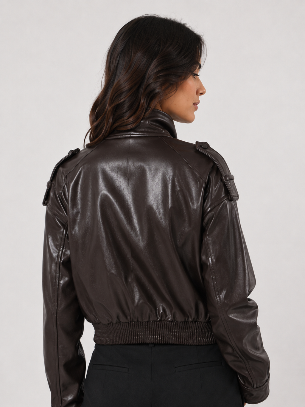 Court Veste Cuir Noir Femme