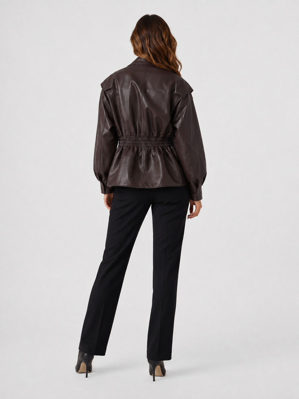 Veste Femme Marron Simili Cuir