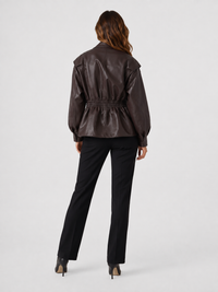 Veste Femme Marron Simili Cuir