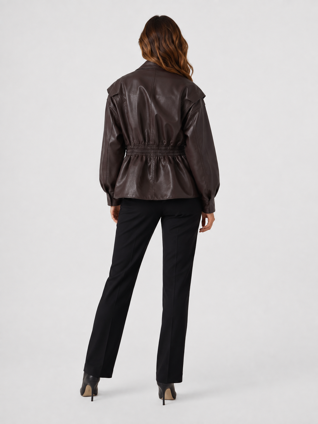 Veste Femme Marron Simili Cuir
