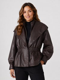 Veste Femme Marron Simili Cuir