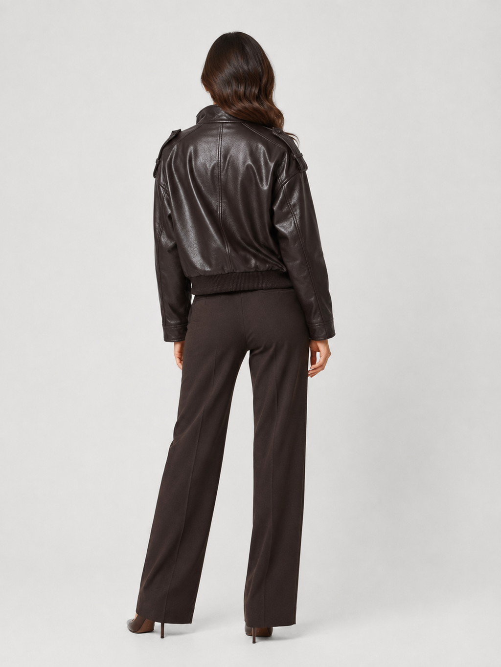 Veste Simili Cuir Courte Femme