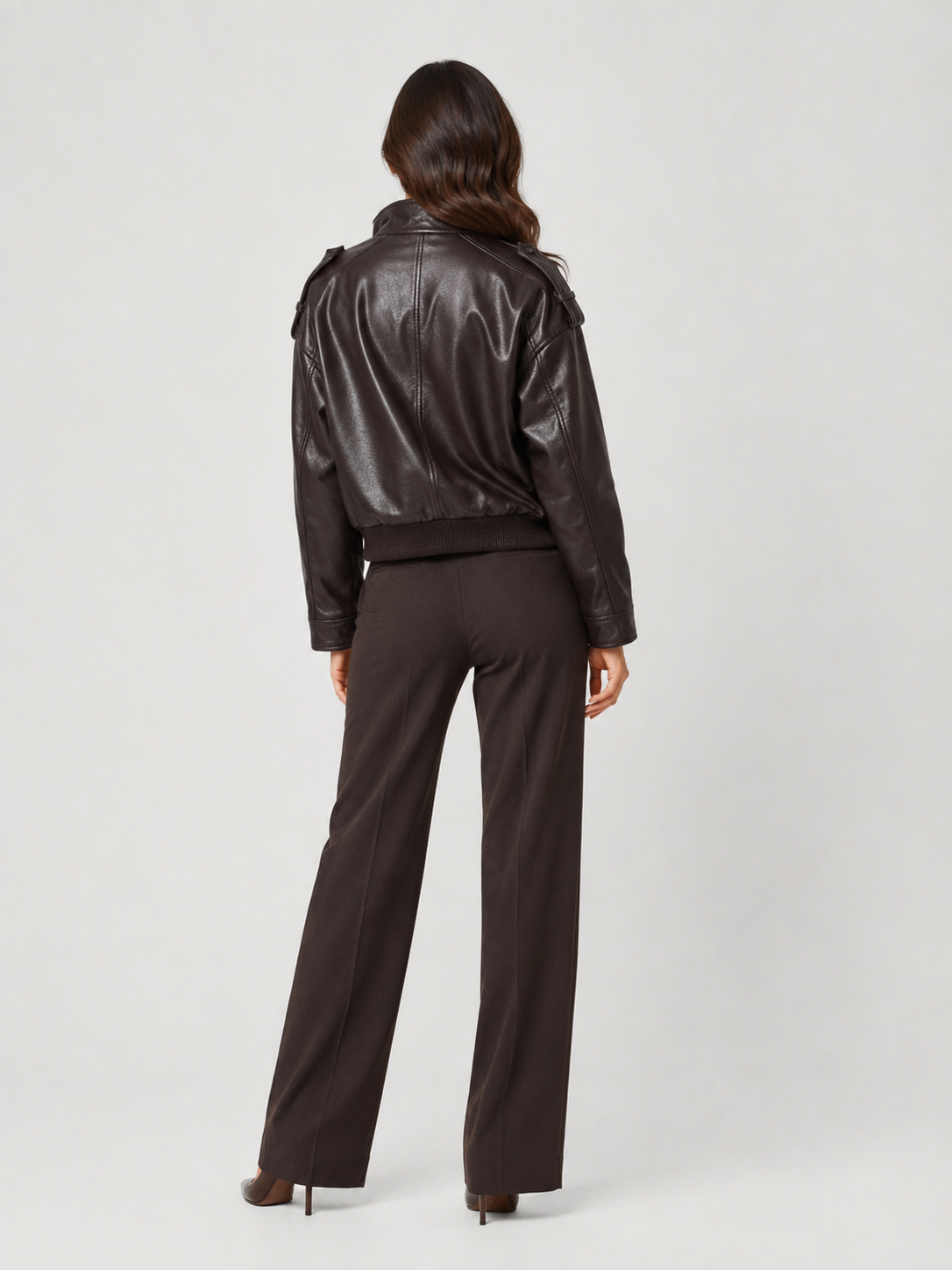 Veste Simili Cuir Courte Femme