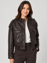 Veste Simili Cuir Courte Femme