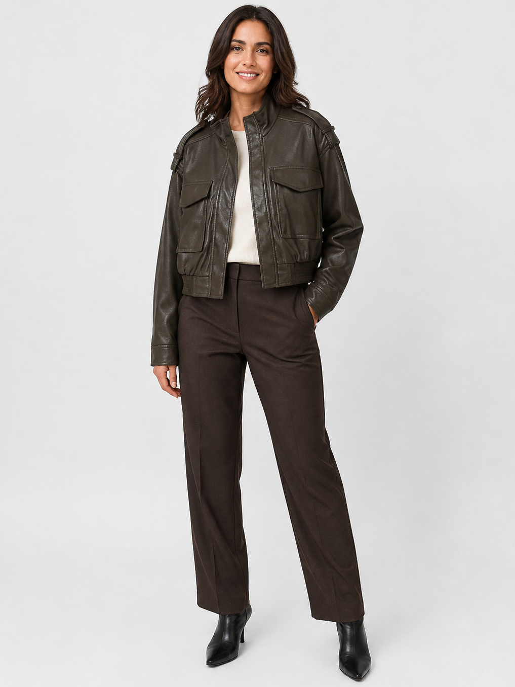 Veste Courte Cuir Femme