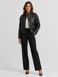 Veste Cuir Courte Noir Femme