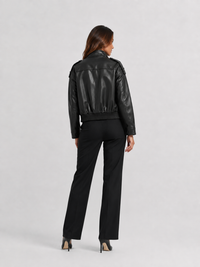 Veste Cuir Courte Noir Femme
