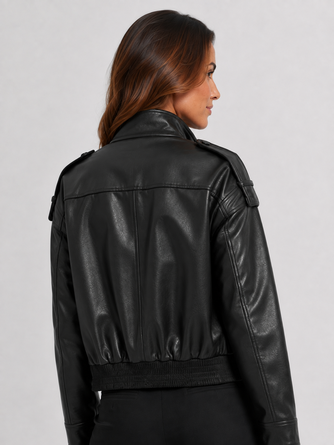 Veste Cuir Courte Noir Femme