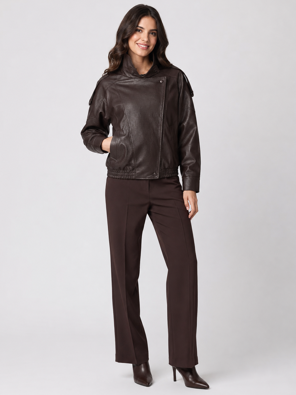 Veste Bordeaux Femme Simili Cuir
