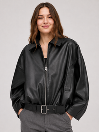 Veste En Cuir Courte Pour Femme