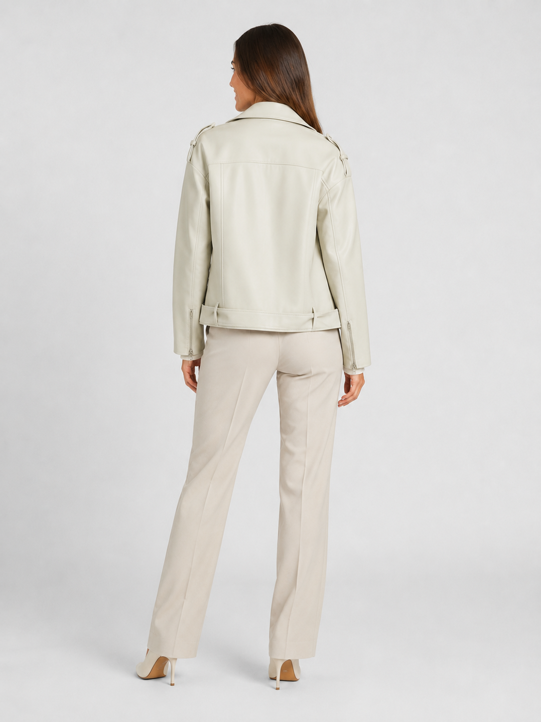 Veste Beige Simili Cuir Femme