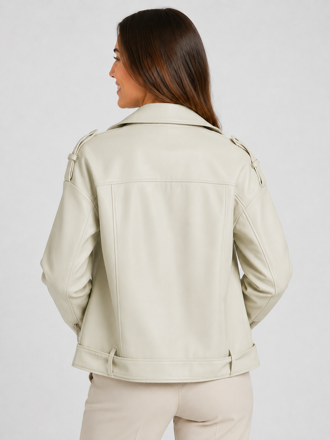 Veste Beige Simili Cuir Femme