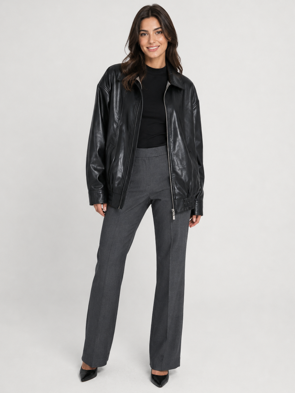 Veste Cuir Noir Femme Oversize