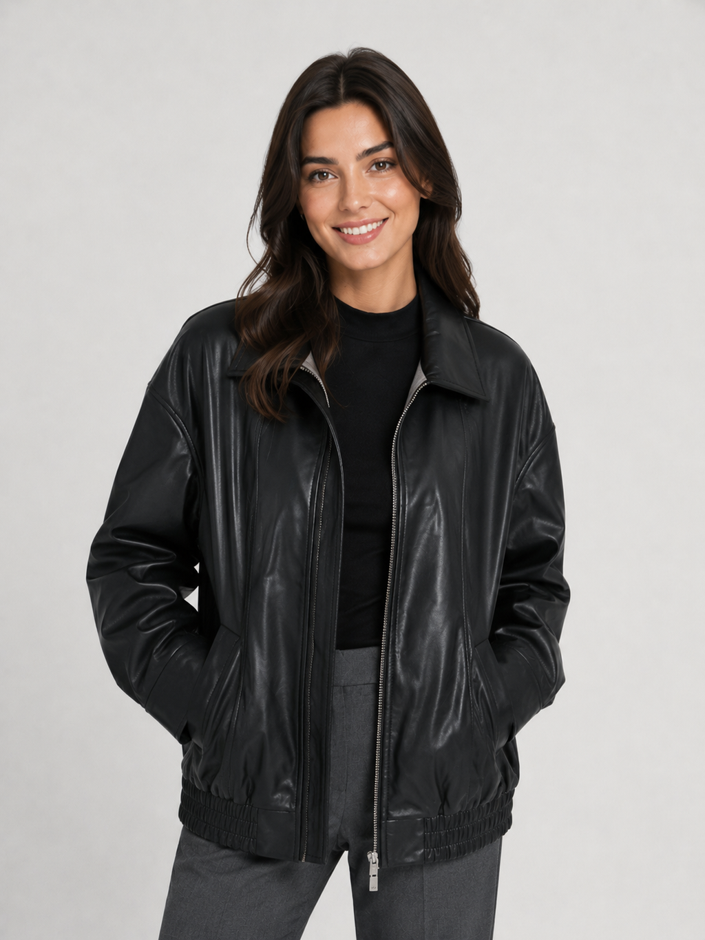Veste Cuir Noir Femme Oversize