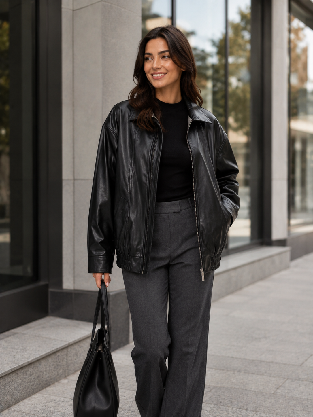 Veste Cuir Noir Femme Oversize