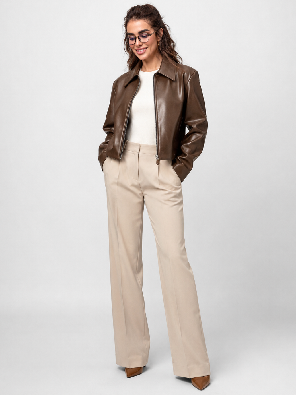 Veste Moto Cuir Marron