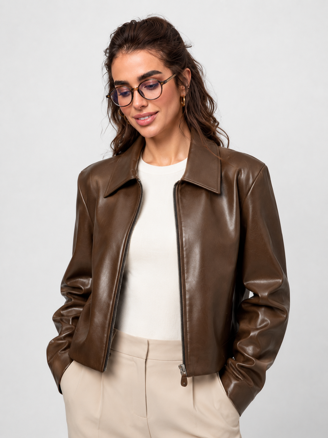 Veste Moto Cuir Marron
