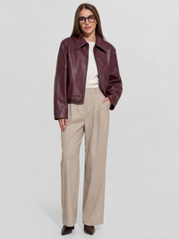 Veste Simili Cuir Bordeaux Femme