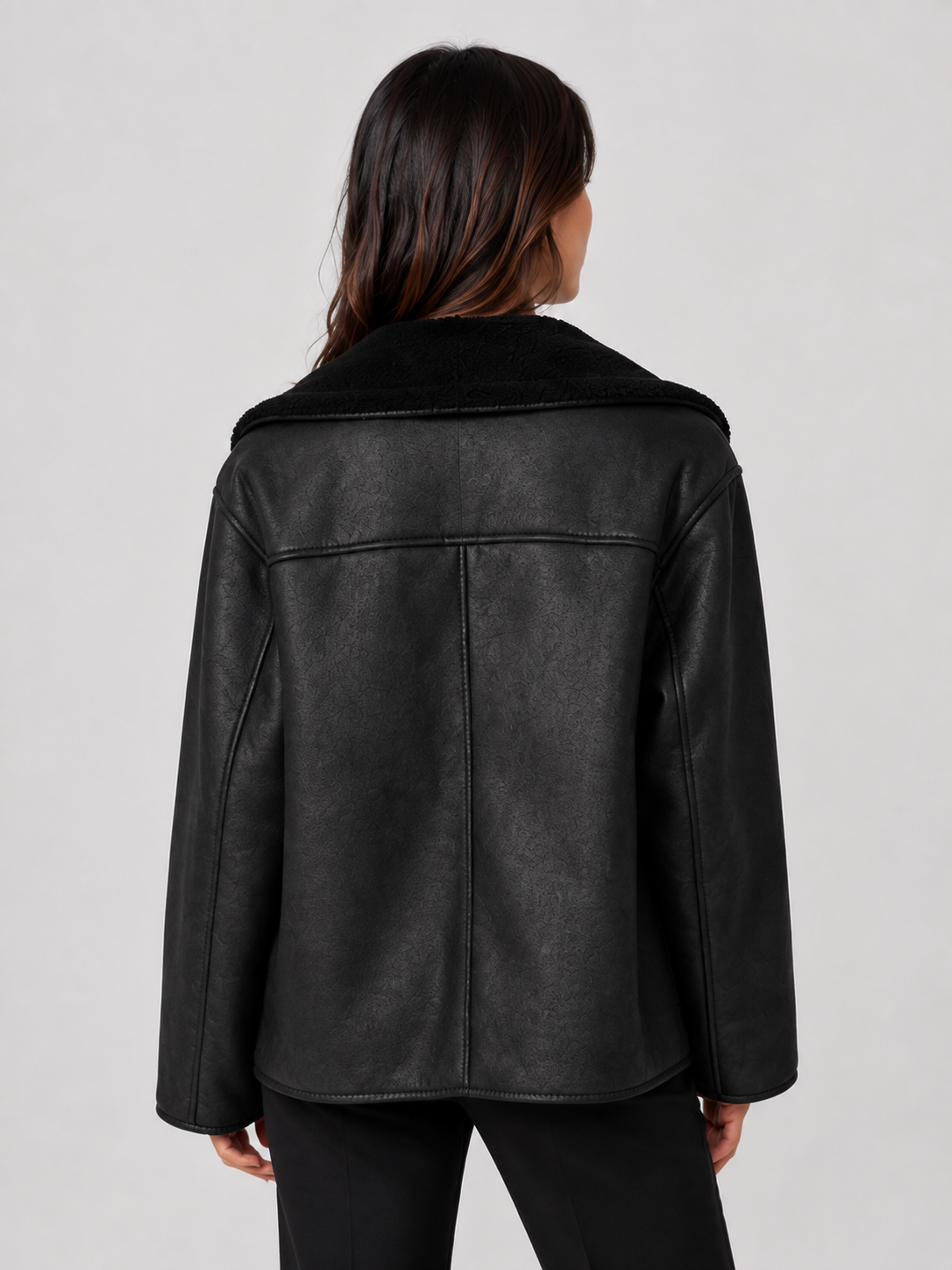 Veste Cuir Noir Fourrure