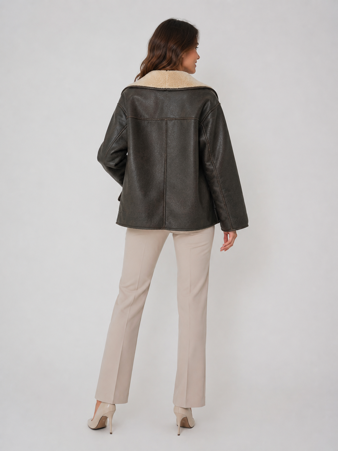 Veste Cuir Fourrure Femme Marron