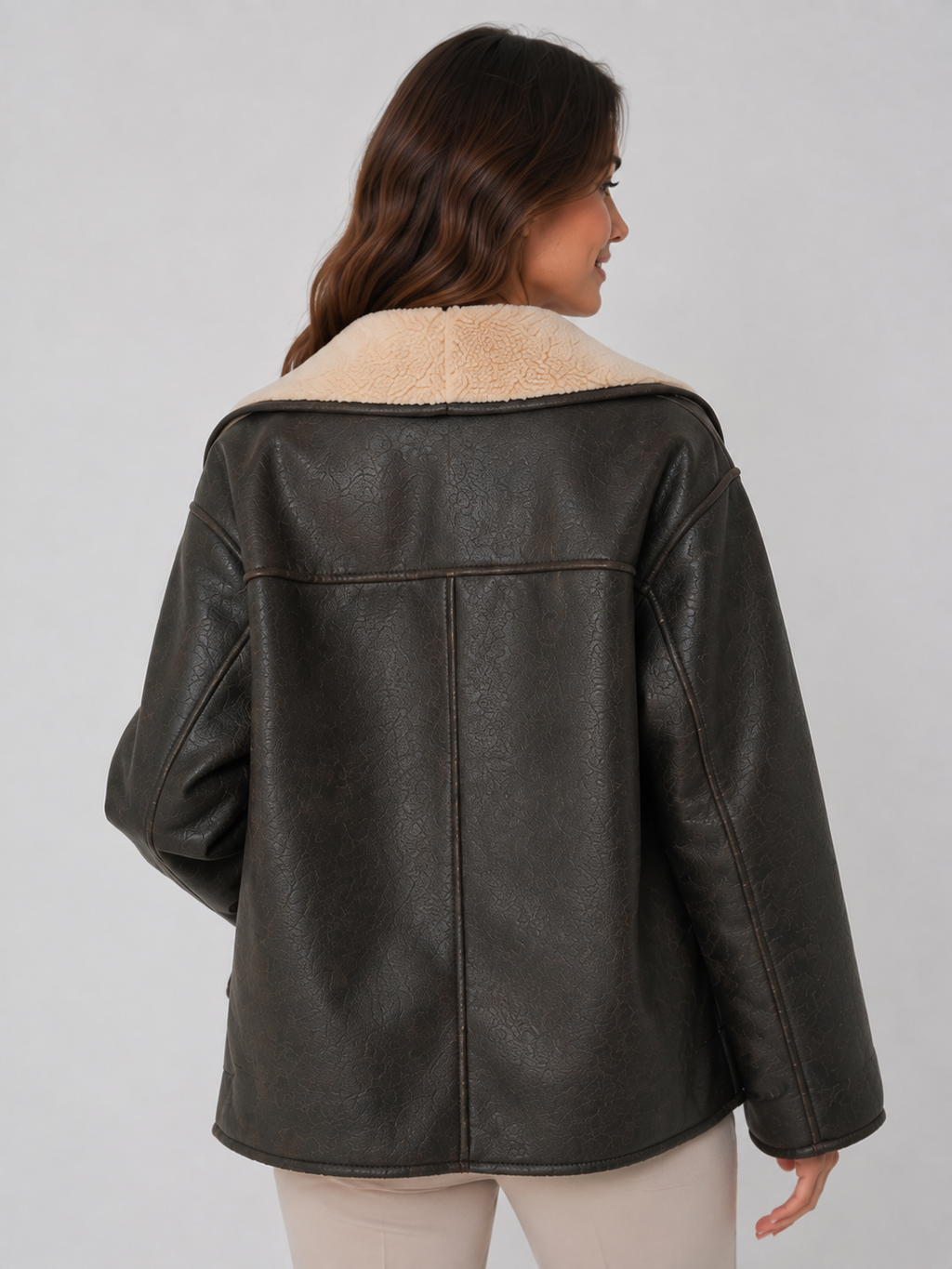 Veste Cuir Fourrure Femme Marron