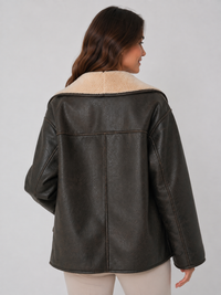 Veste Cuir Fourrure Femme Marron