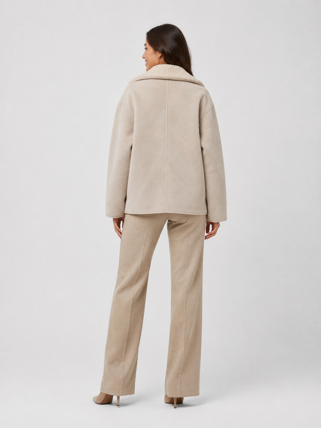 Veste Cuir Fourrure Femme Beige