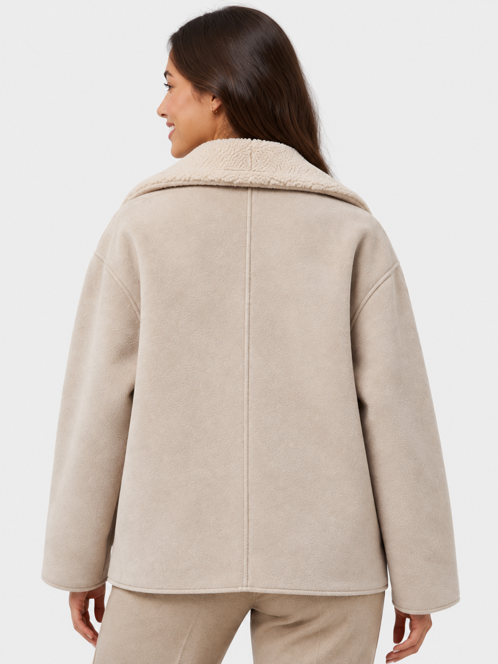 Veste Cuir Fourrure Femme Beige