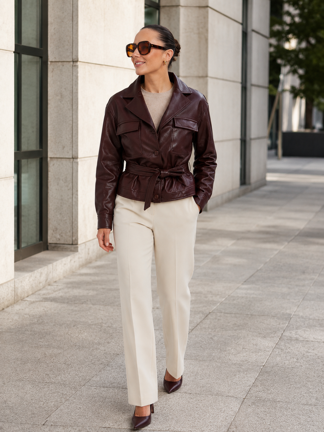 Veste En Cuir Marron Homme