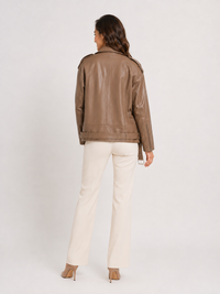 Veste En Cuir Homme Marron Clair