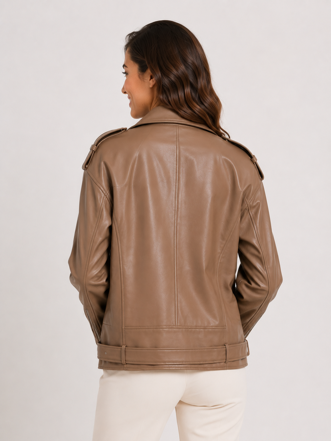 Veste En Cuir Homme Marron Clair