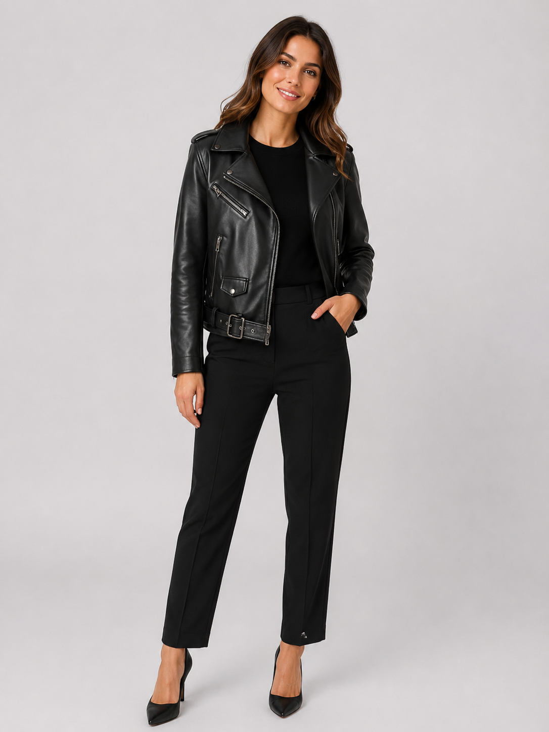 Veste Moto Cuir Noir