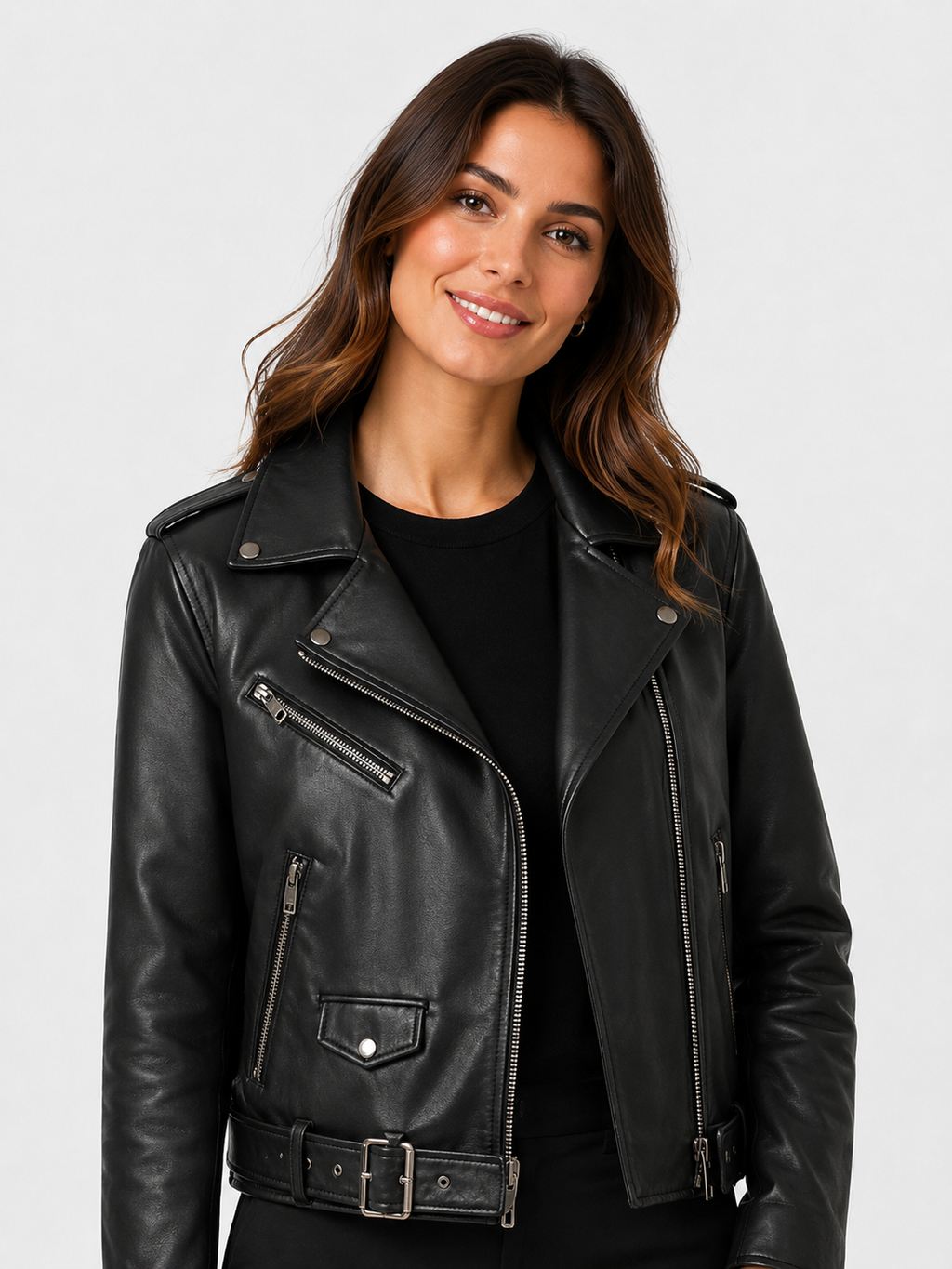 Veste Moto Cuir Noir