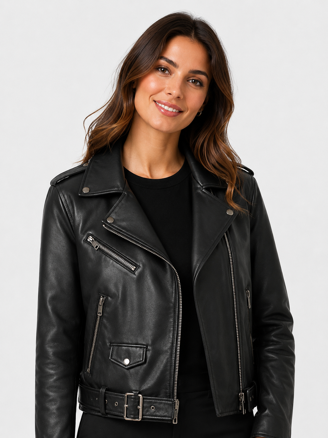 Veste Moto Cuir Noir