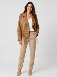 Veste En Cuir Manche Courte
