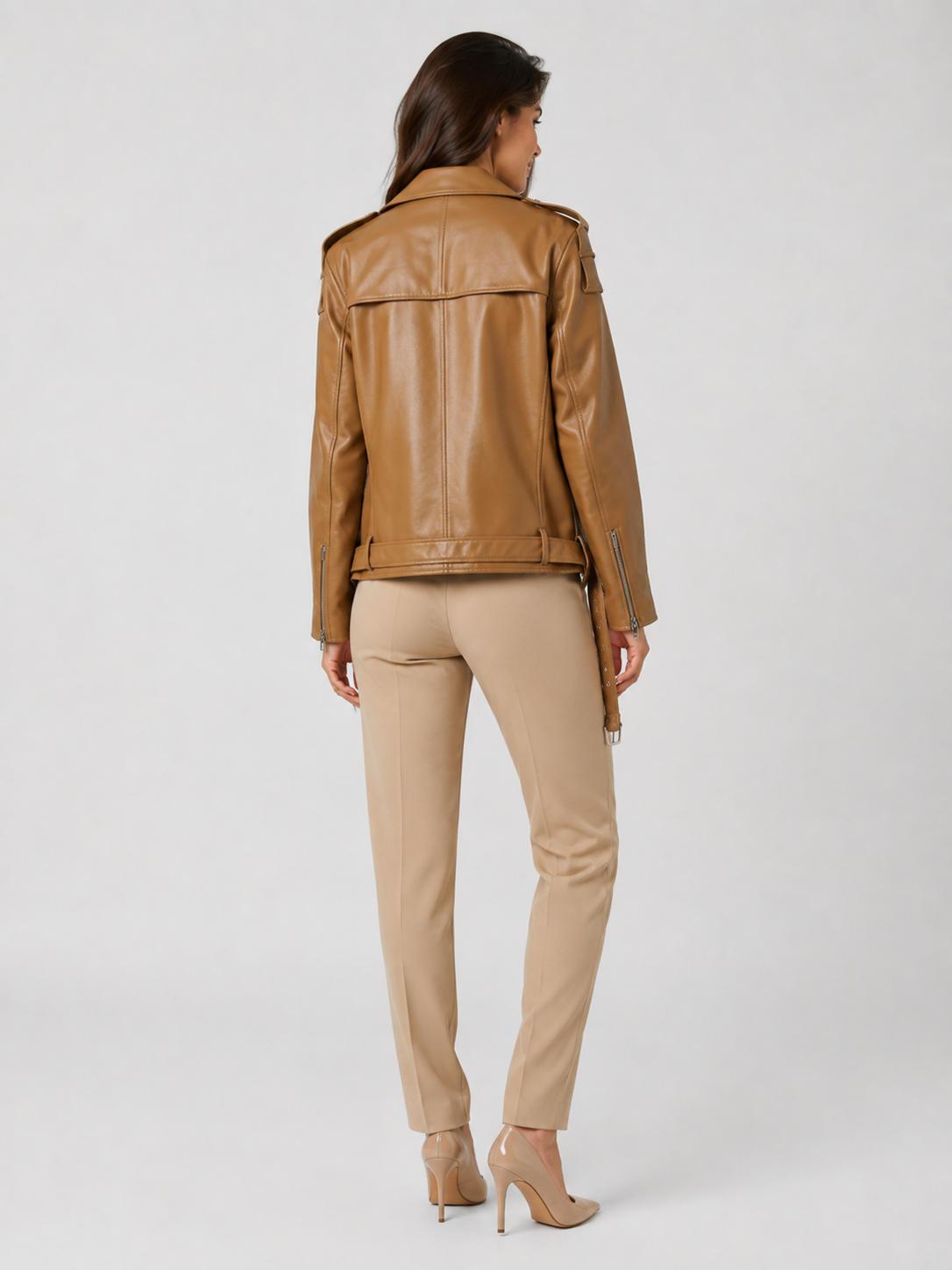 Veste En Cuir Manche Courte