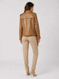 Veste En Cuir Manche Courte