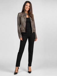 Veste Cuir Marron Moto