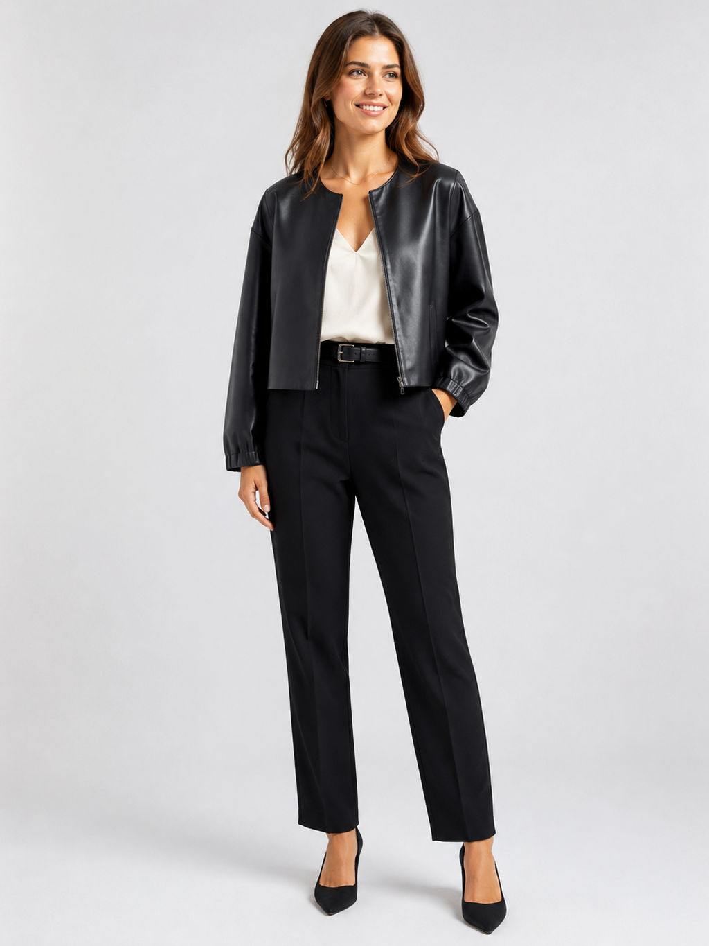 Veste Cuir Noir Courte