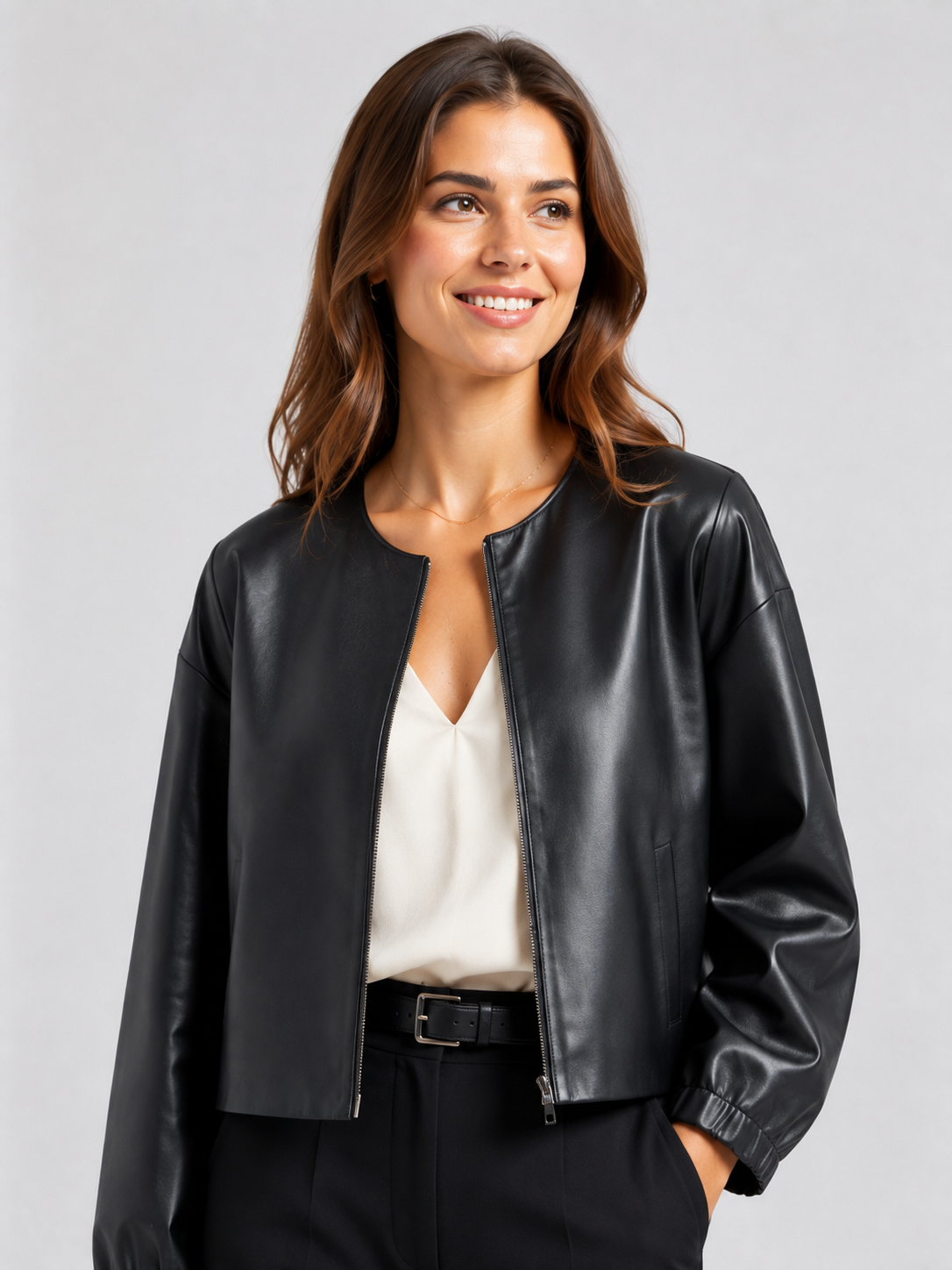 Veste Cuir Noir Courte