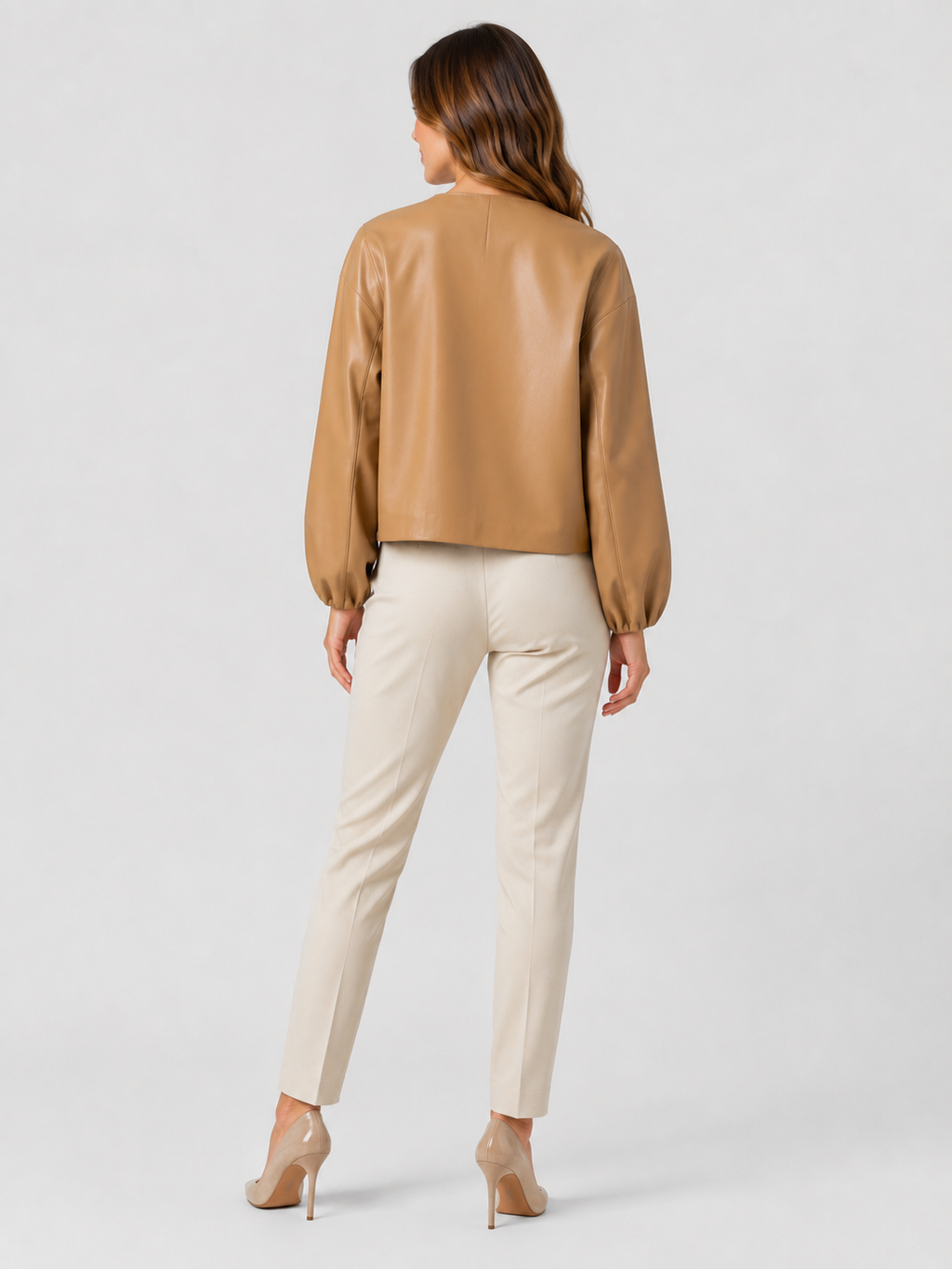 Veste Cuir Manche Courte Femme