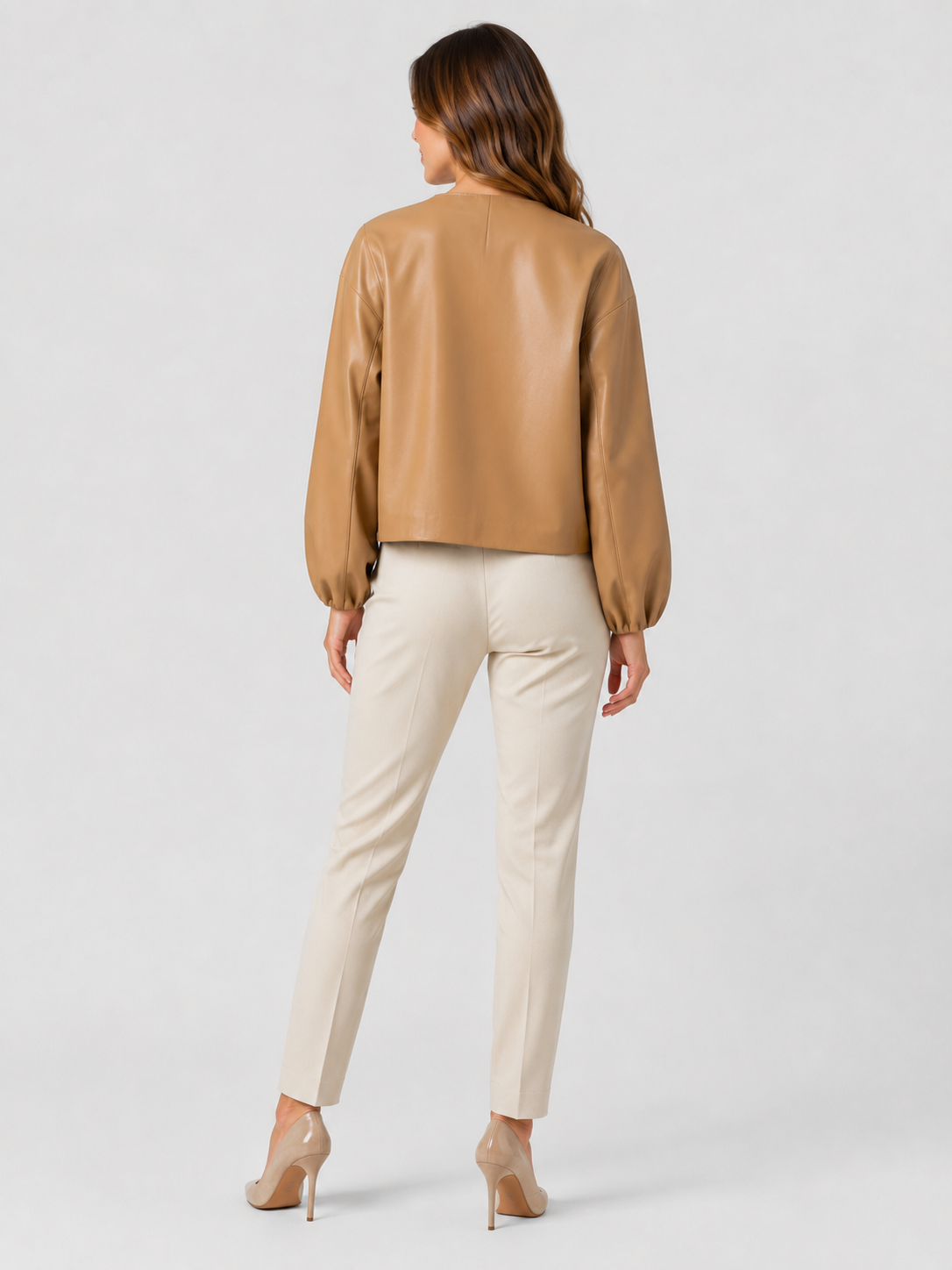 Veste Cuir Manche Courte Femme