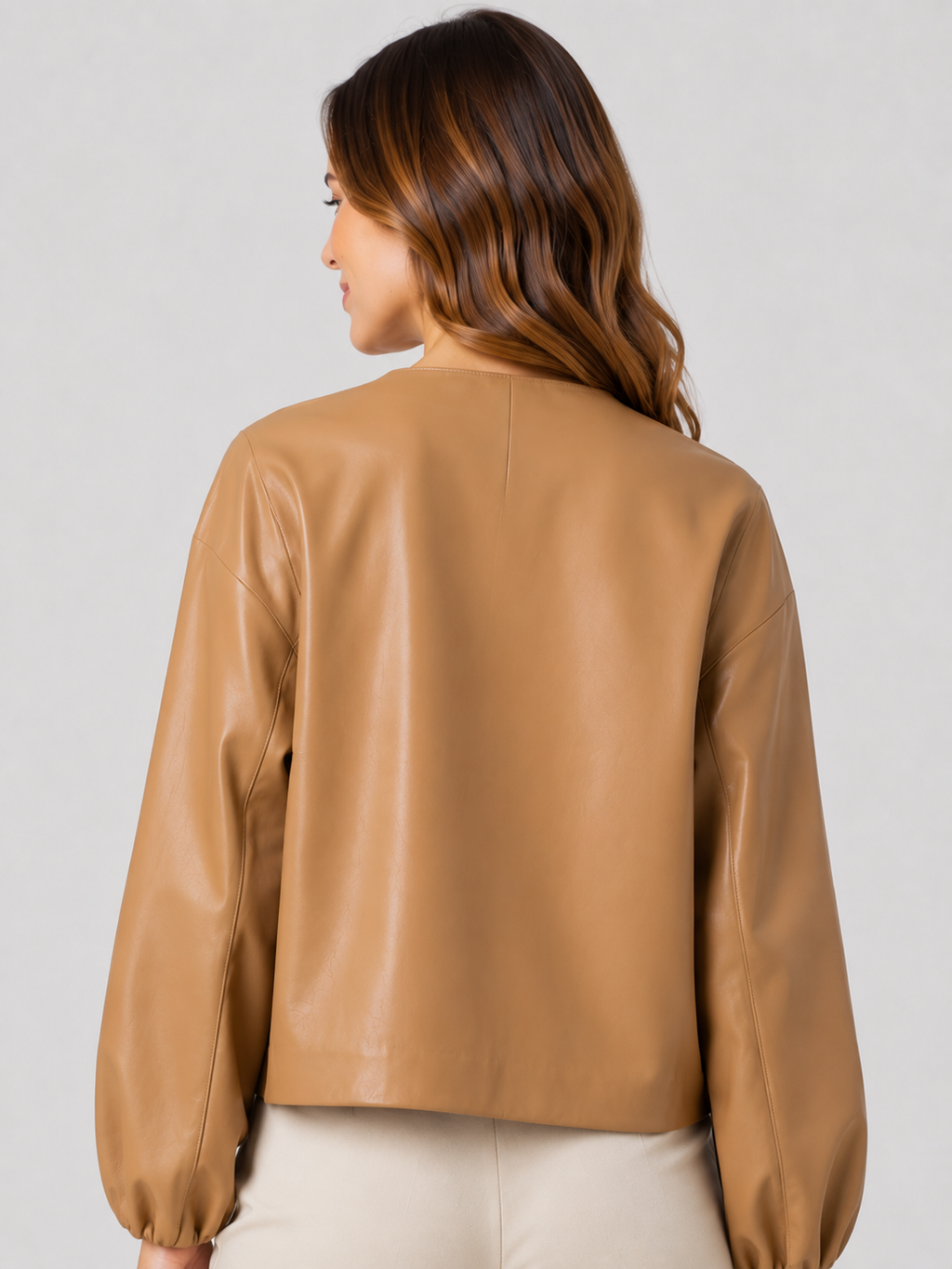 Veste Cuir Manche Courte Femme