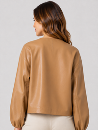 Veste Cuir Manche Courte Femme