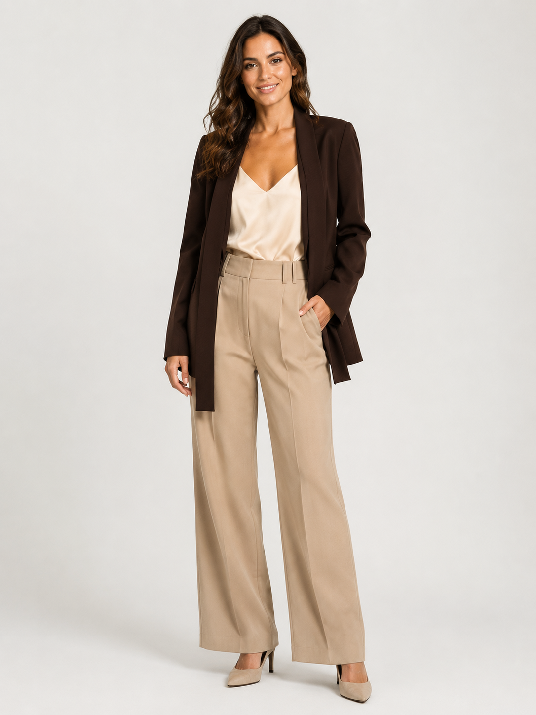 Blazer Marron Cintrée Femme