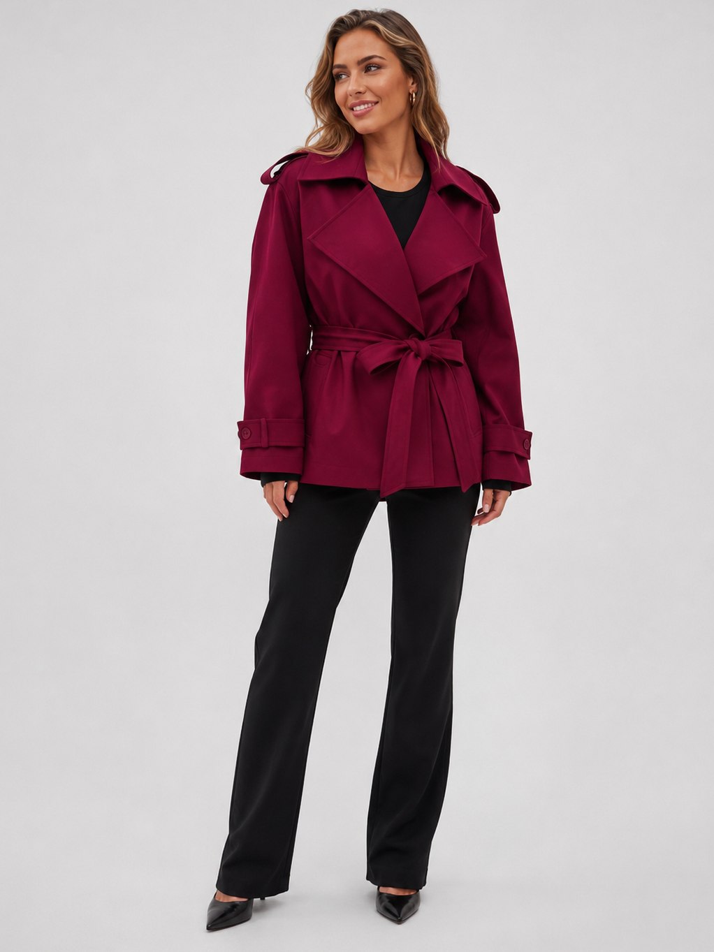 Trench Court Bordeaux Femme