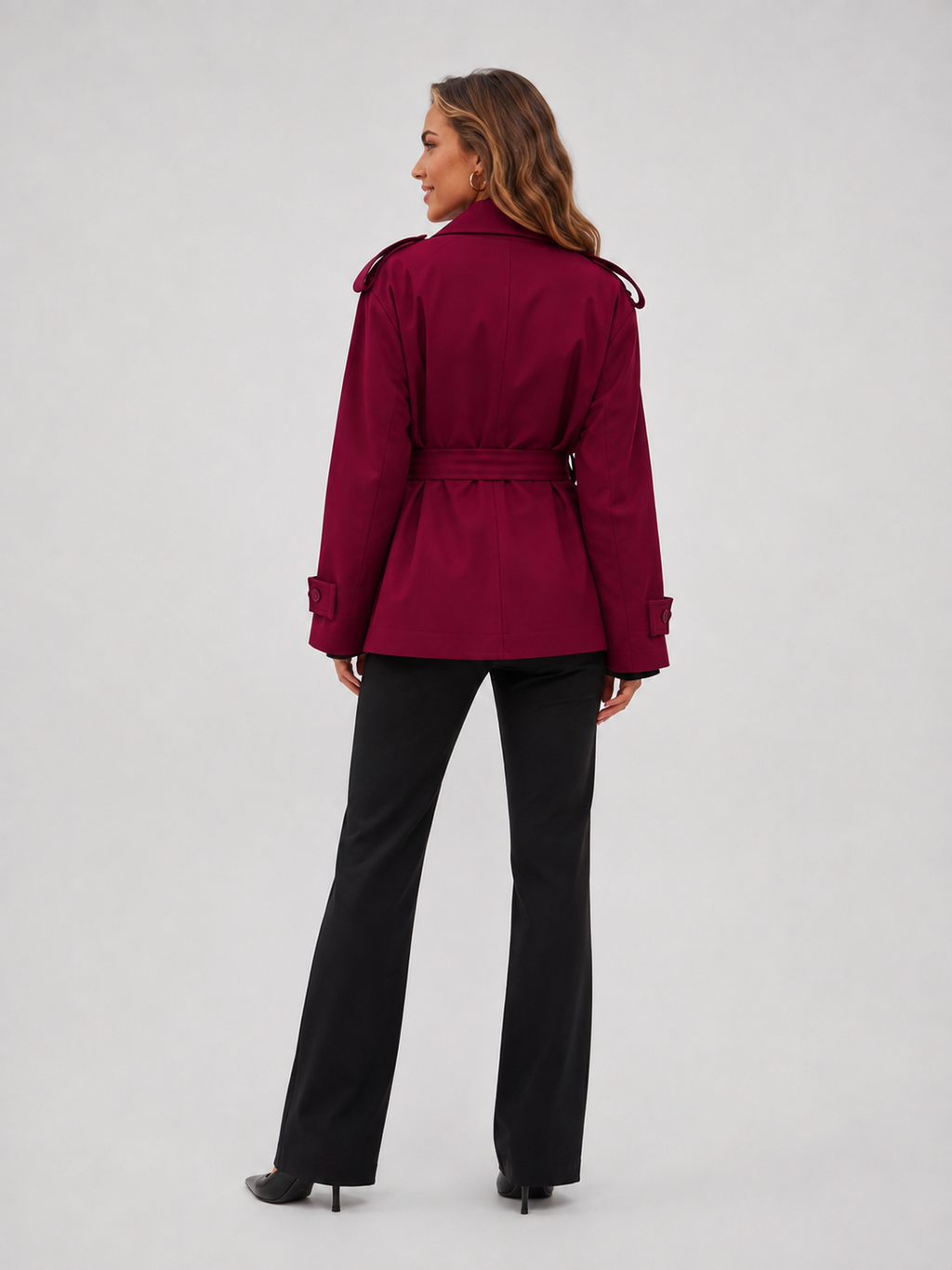 Trench Court Bordeaux Femme