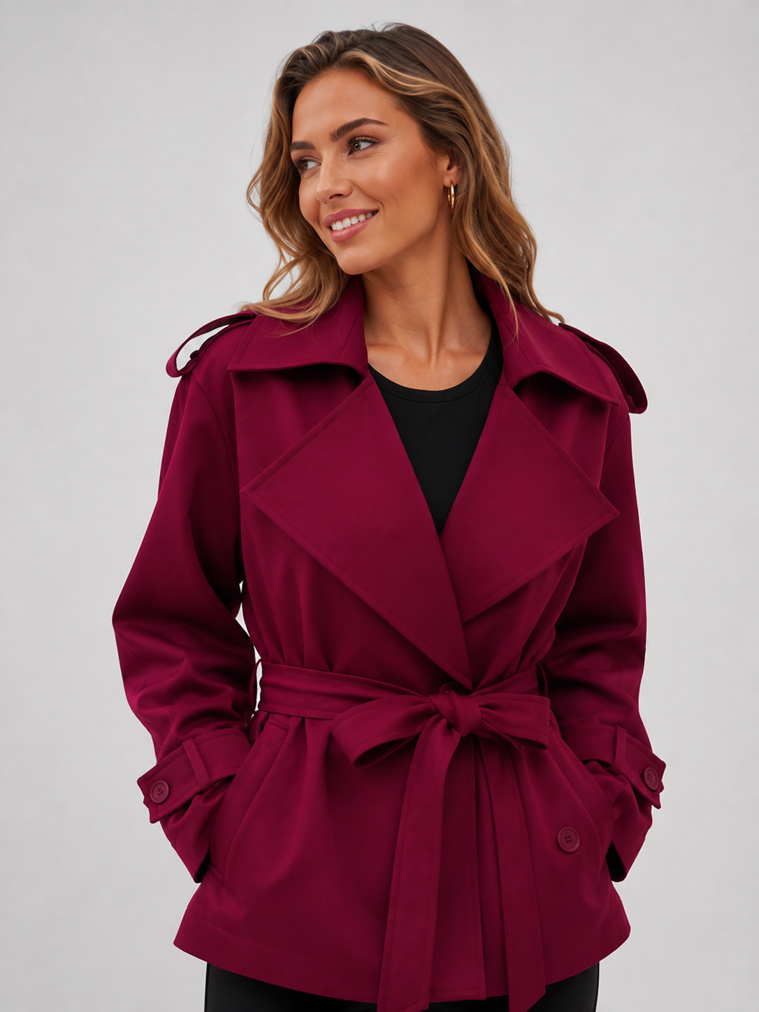Trench Court Bordeaux Femme